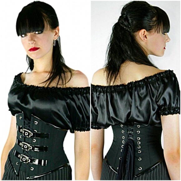 Black Goth Underbust Corset W/Silver Buckles NWTs - Picture 3 of 3
