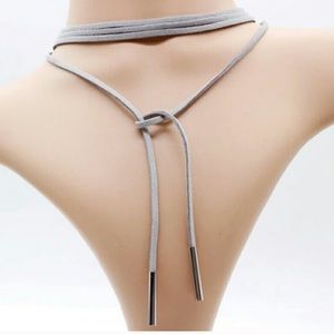 *BOGO* Gray vegan leather bolo choker