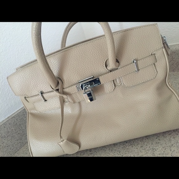 Cream Birkin-Inspired Handbag