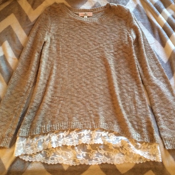 Lace bottom sweater