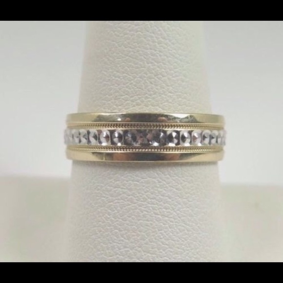 10k Two Tone Gold Unisex Wedding Band