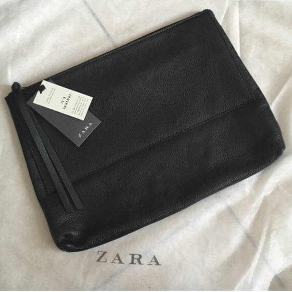 ZARA Large 100% Leather Clutch BRAND NEW - Picture 3 of 4