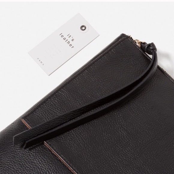 ZARA Large 100% Leather Clutch BRAND NEW - Picture 4 of 4