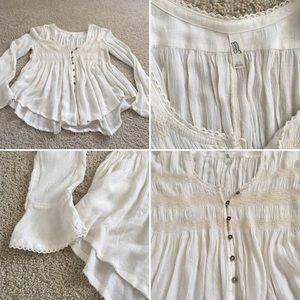 Free People long sleeve embroidered top