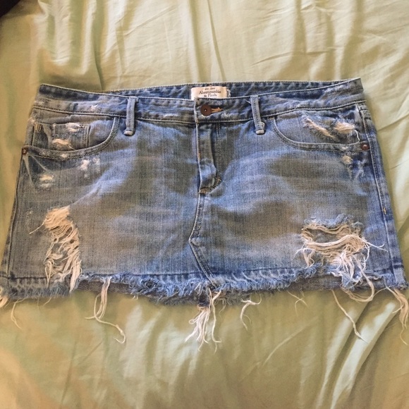Distressed jean skirt