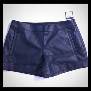 NWT Club Monaco Navy Blue Faux Leather Shorts SZ 2