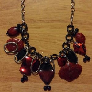 Red and Black Statement Necklace