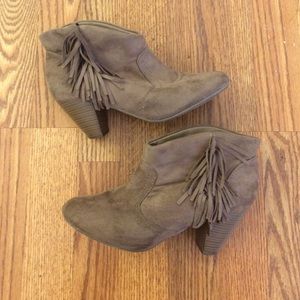 Tan Fringe Booties