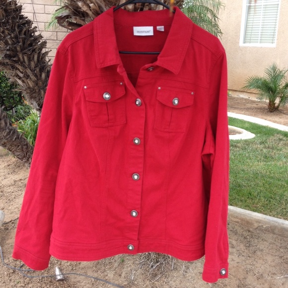 Avenue red denim like jacket