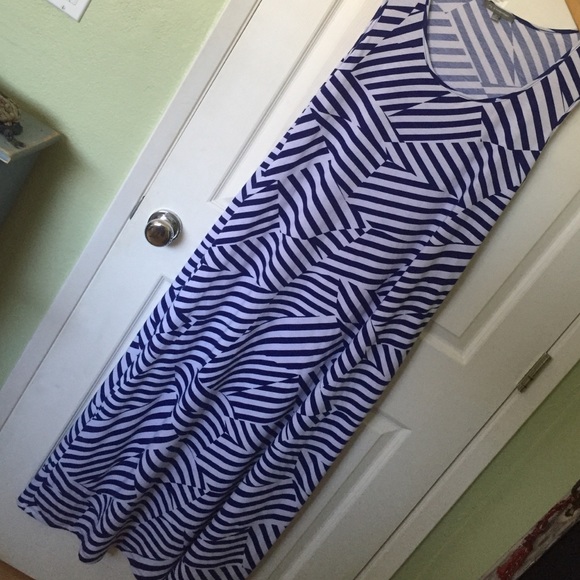Blue and white maxi dress