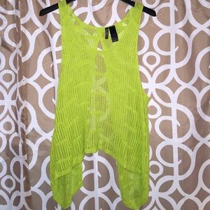 Lime Green A-line Crochet tank w/ Open Back