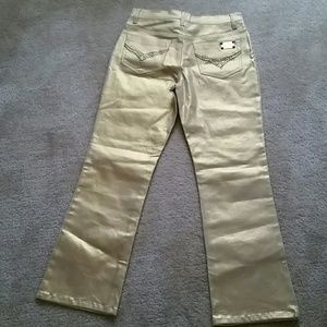 DG2 BY DIANE GILMAN GOLD JEANS.