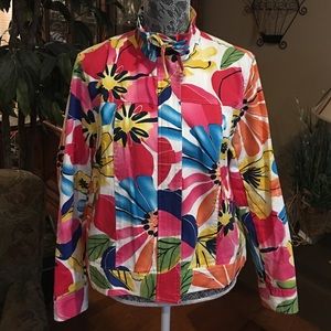 Coldwater Creek 14P Floral Patterned Jacket-Cotton