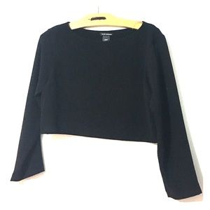 Club Monaco Boat Neck Black Crop Top Xs