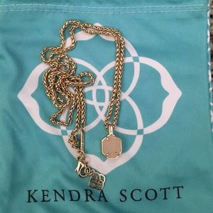 Yellow gold iridescent Druzy Calvin necklace.