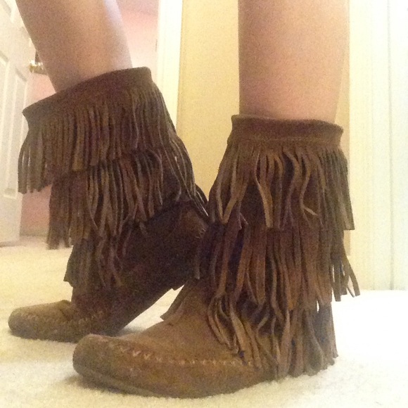 Brown Fringe Boots