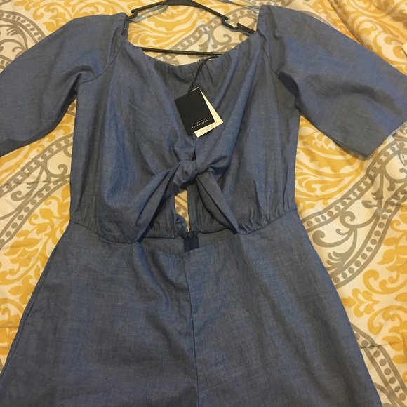 Super cute off shoulder Zara denim jumpsuit!