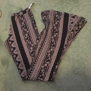 Black and cream flare leggings