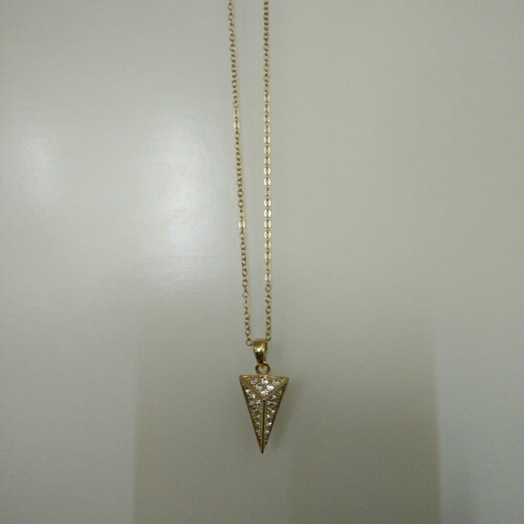 Gold Geometrical Rhinestone Necklace - Picture 2 of 4