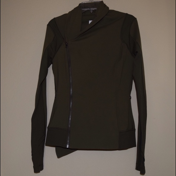 Army green Lulu athletic jacket.