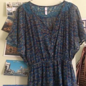 Flowy Blue Floral Dress