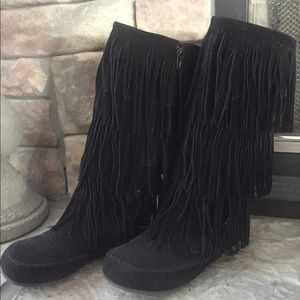 Black Fringe Boots