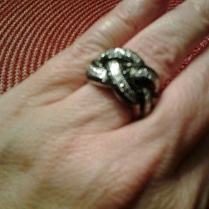 Size 6 marcasite and pave sterling silver ring