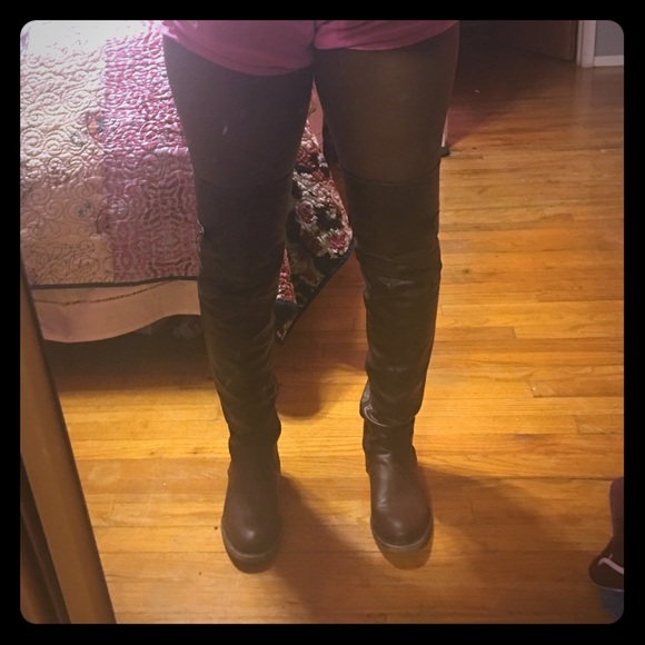 thigh high brown boots!