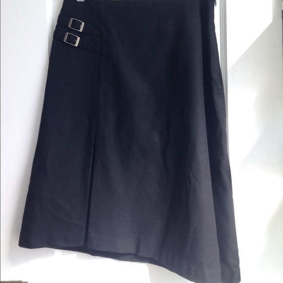Garnet Hill black wool asymmetrical skirt, size 2