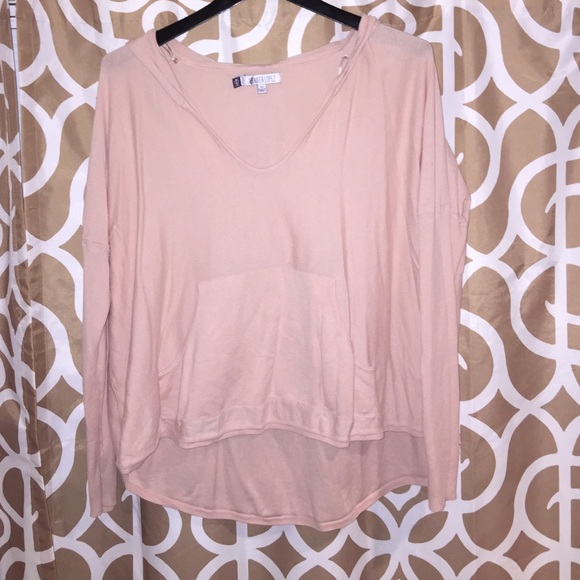 XLarge Blush JLow High Low Vneck Knit Hoodie