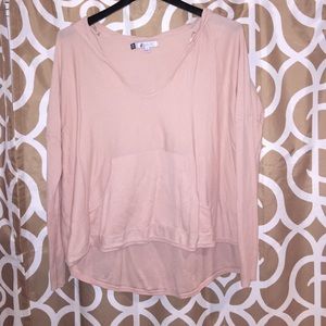 XLarge Blush JLow High Low Vneck Knit Hoodie