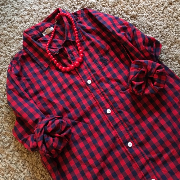 Gingham print button up