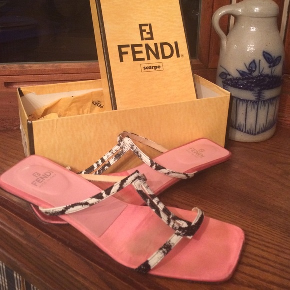 Authentic Fendi Python Blk Sandals Size 8