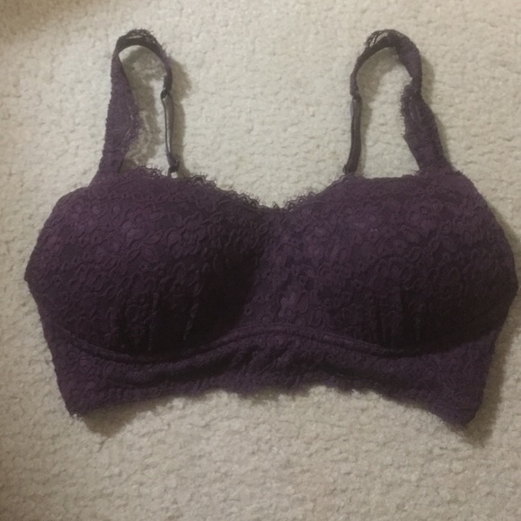 Maroon Large Aerie Scoop Push Up Bralette Lace