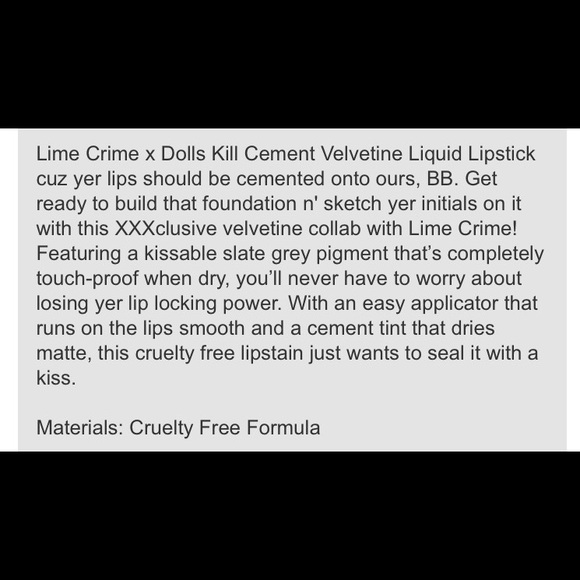 1 LEFT! 🆕 Lime Crime Liquid Matte Lipstick Cement - Picture 3 of 4