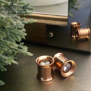 00 (10mm) rose gold gauge w/ removable rhinestone