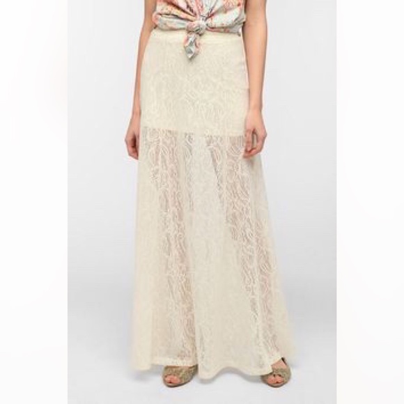Urban Outfitters Cream Lace Maxi Skirt
