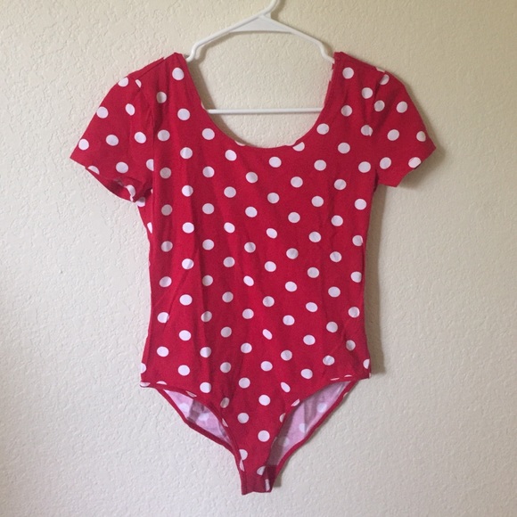 Red with white polka dot one piece