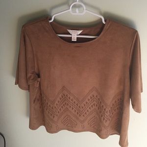 Brown Faux-suede top