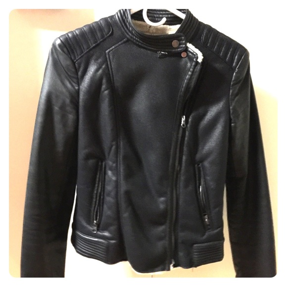 Zara faux suede leather black jacket