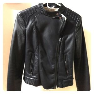 Zara faux suede leather black jacket