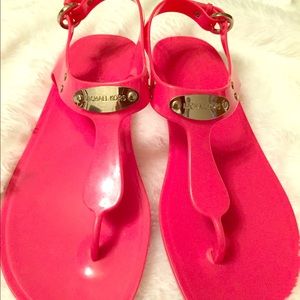Hot Pink Plated Michael Kors Jelly Thong Sandal