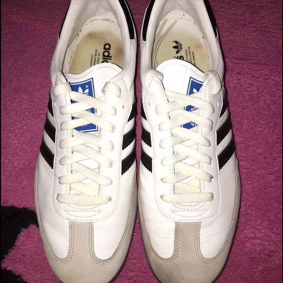 Brown White Blue Adidas Samba Men's size 9.5
