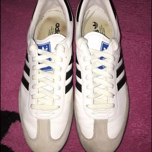 Brown White Blue Adidas Samba Men's size 9.5