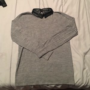 Club Monaco leather collared sweat shirt small