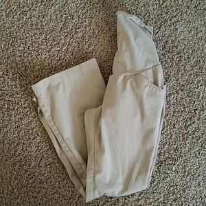 Khaki Stretchy Maternity Dress Pants w/Full Panel