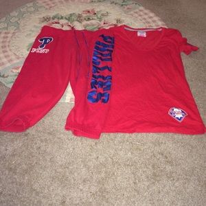 Matching vs pink Phillies top and pants set