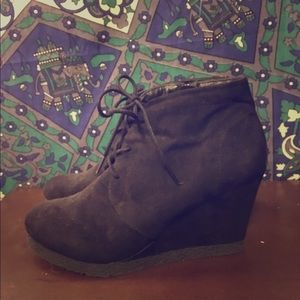 Black Lace Up Booties Wedge