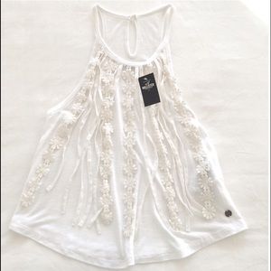 🆕 Hollister flower fringe top
