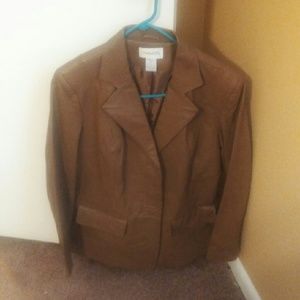 Camel leather coat